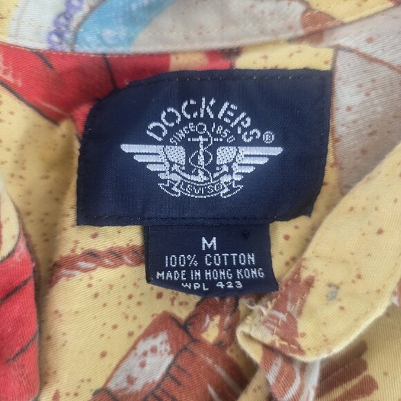 Dockers Vintage Western Button Down Shirt Women Medium Equestrian Cowboy Yellow - Picture 9 of 10
